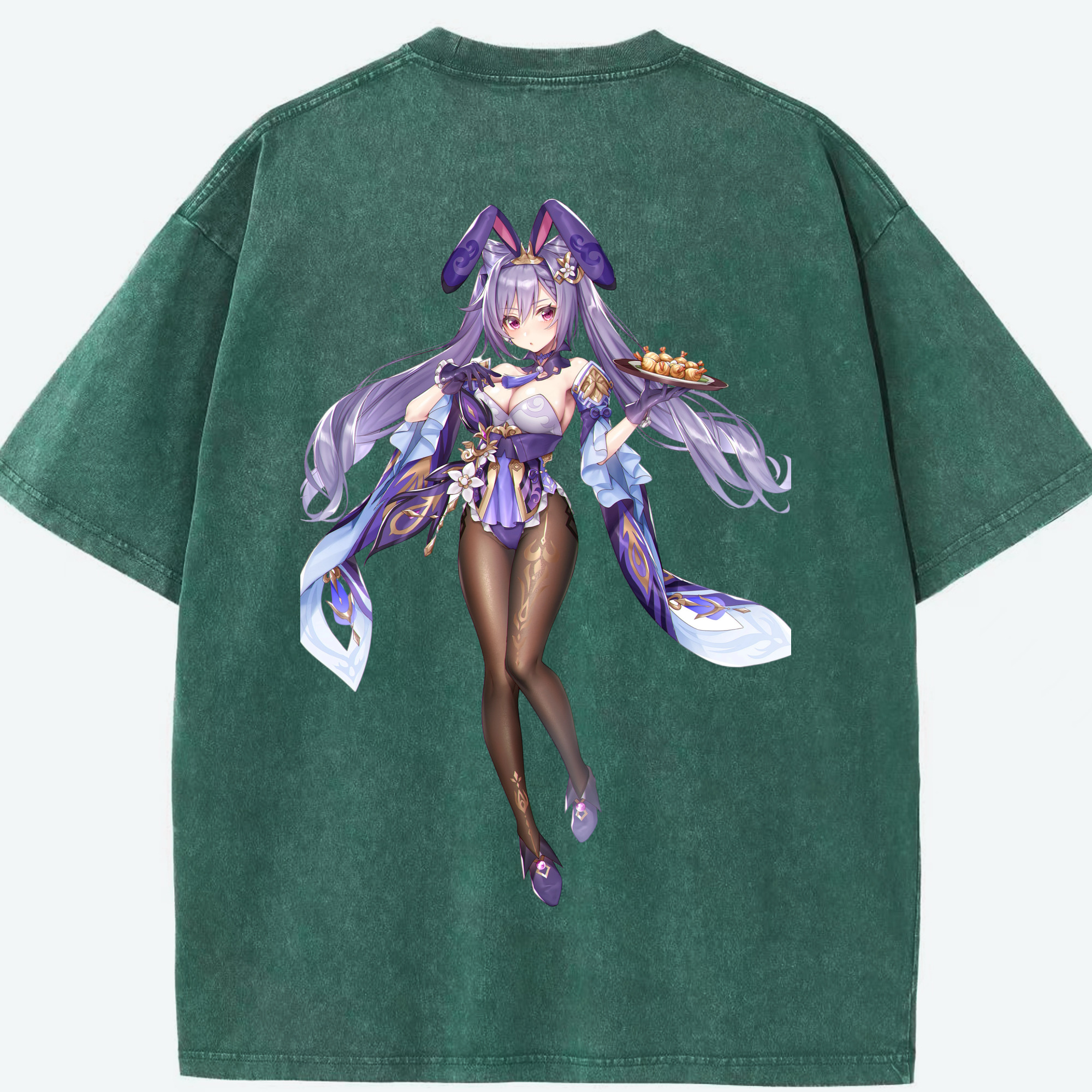 げんし神 刻晴 こくせい genshin Kokusei 綿100% ヴィンテージ風 半袖Tシャツ（背面プリント）